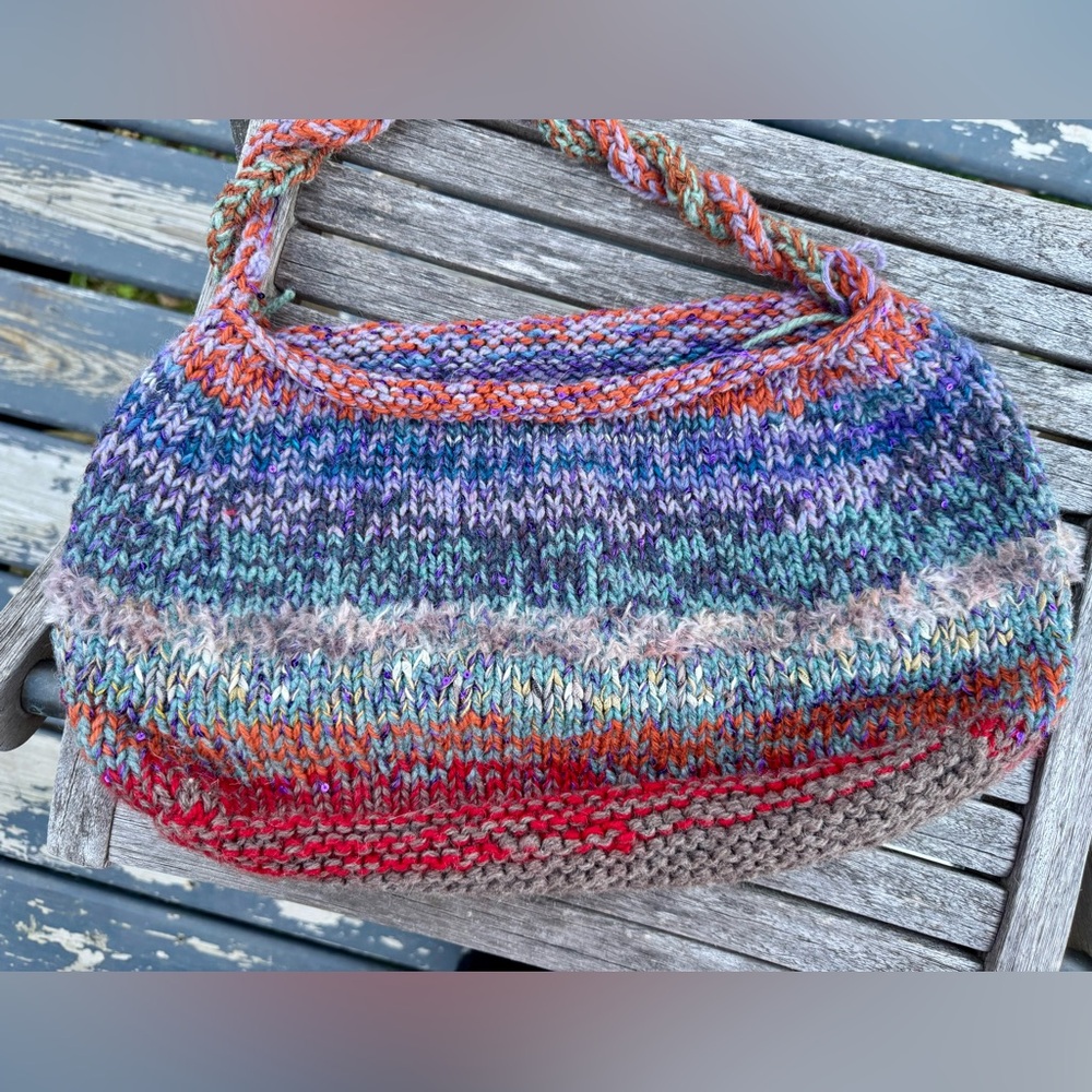 Hand Crafted Colorful Knit Shoulder Bag - Picture 10 of 16